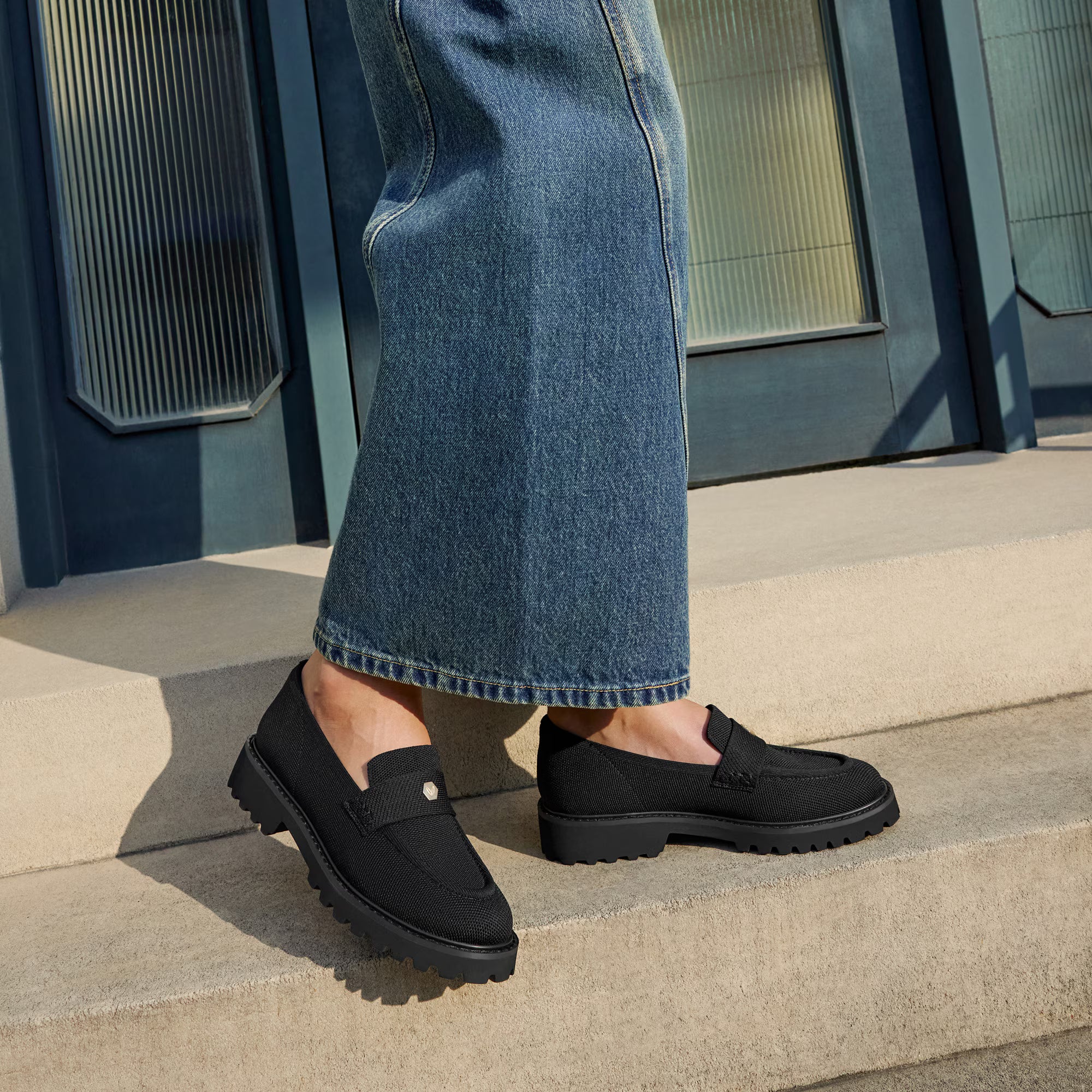 STELLTHREAD Round-Toe Platform Chunky Heel Loafers