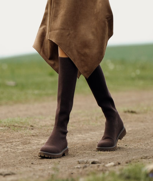 STELLTHREAD  Round-Toe Stretchy Wool Knee-High Boots