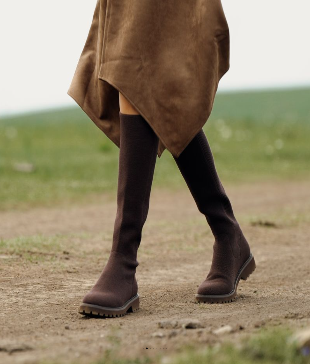 STELLTHREAD  Round-Toe Stretchy Wool Knee-High Boots